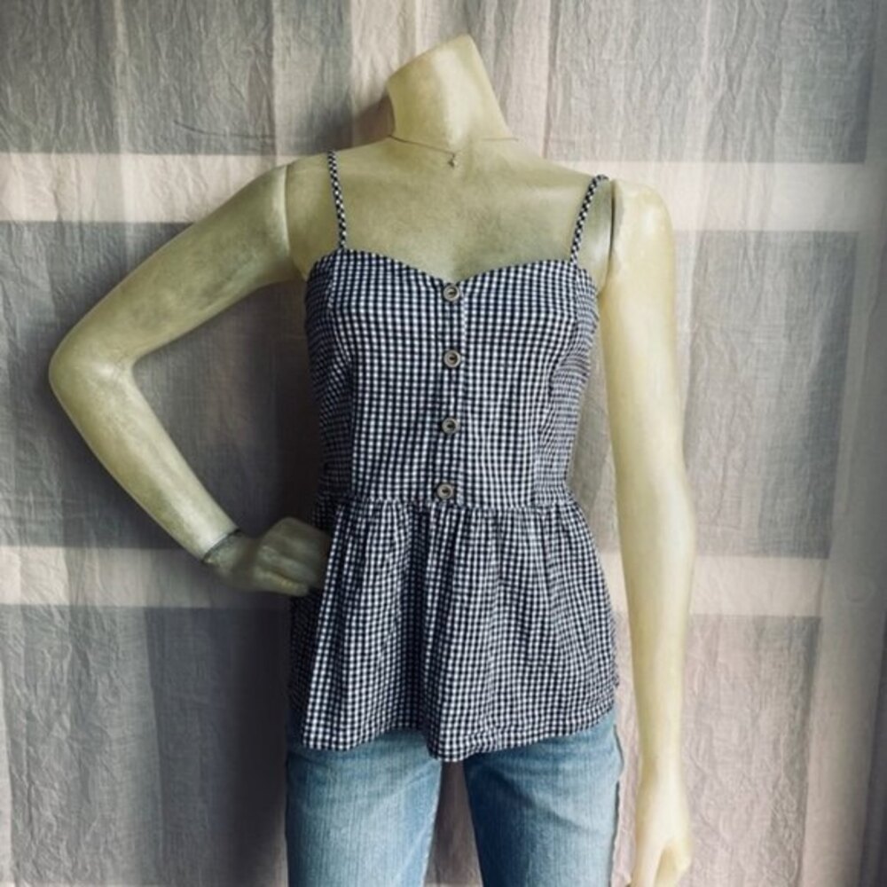 Potter's Pot Gingham Peplum Ruffle Hem Top (NWT)
